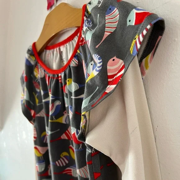 EUC Tea Collection Birds dress sz 10 long sleeve flutter sleeve knee length - Picture 4 of 8